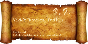 Vidákovics Irén névjegykártya
